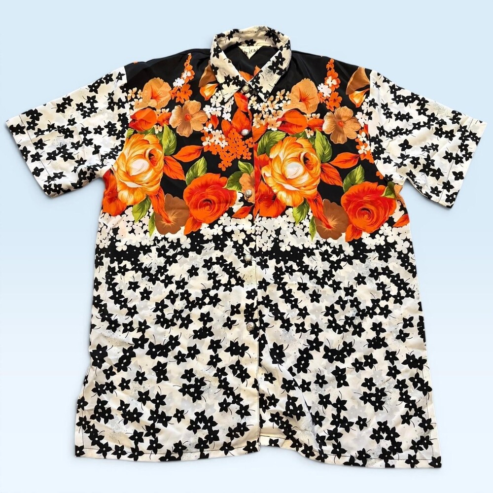 Chloé Vintage Floral Print Short Sleeve Shirt Women's See Measurements Rare
